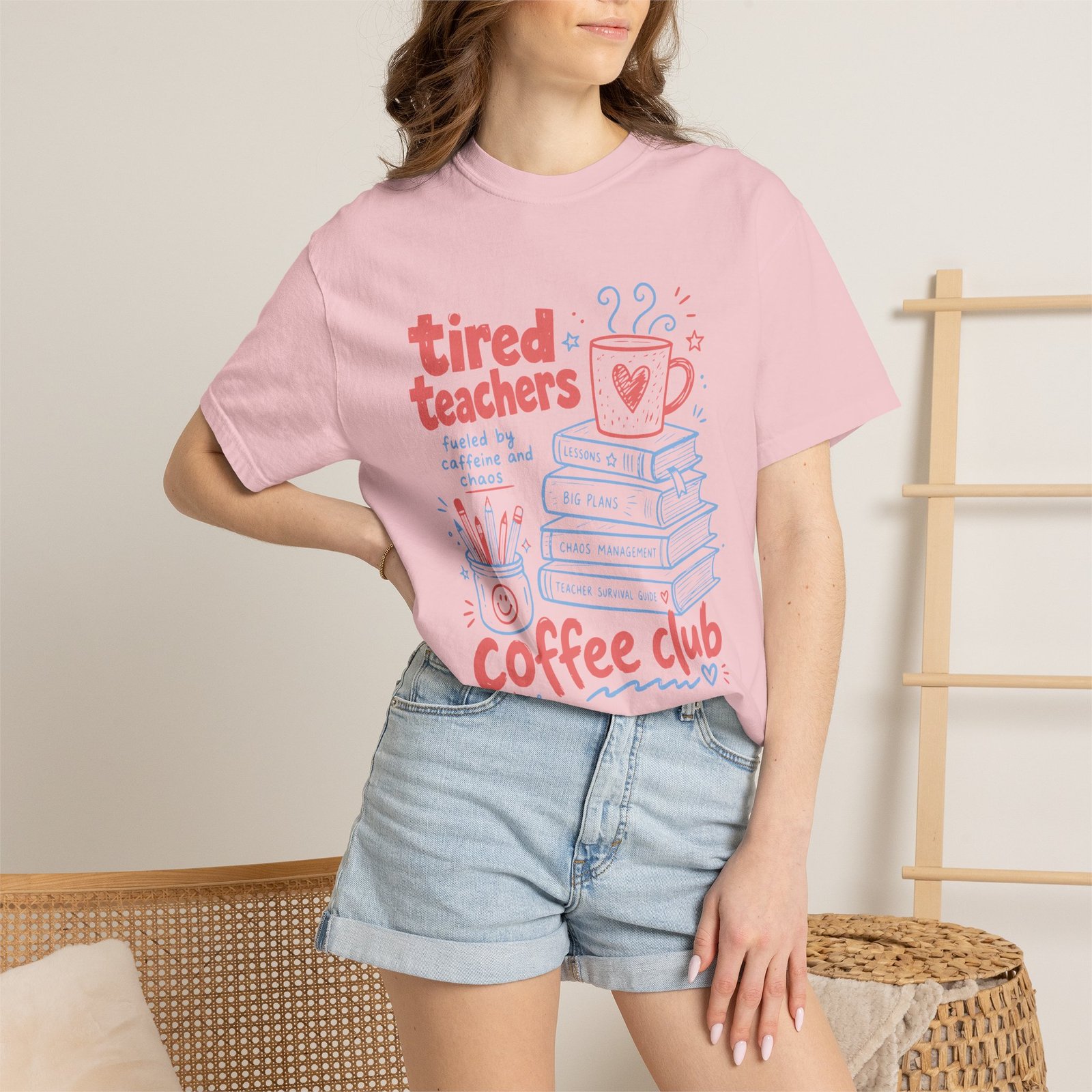Tired Teachers Coffee Club T-Shirt - Image 67