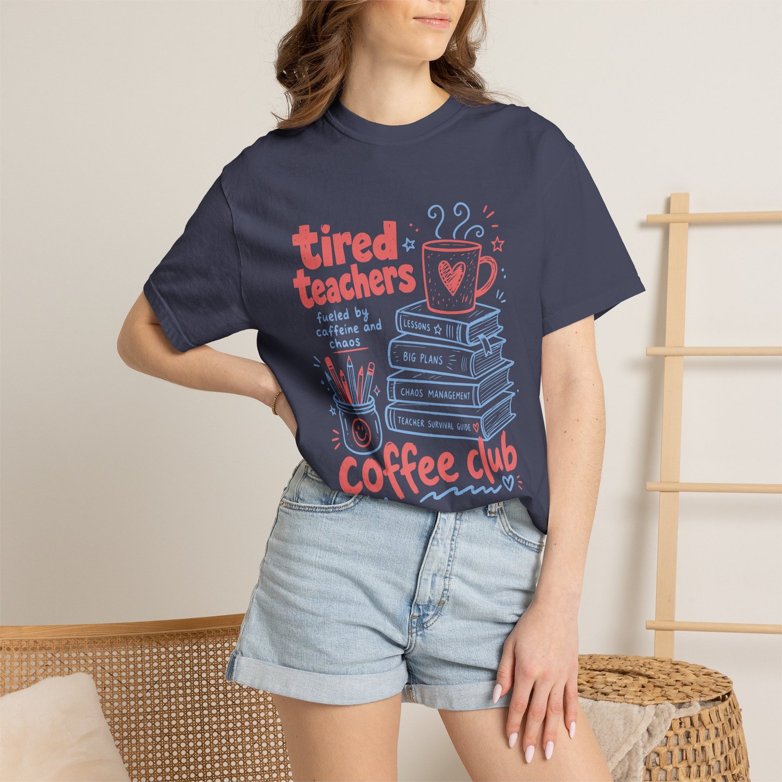 Tired Teachers Coffee Club T-Shirt - Image 35