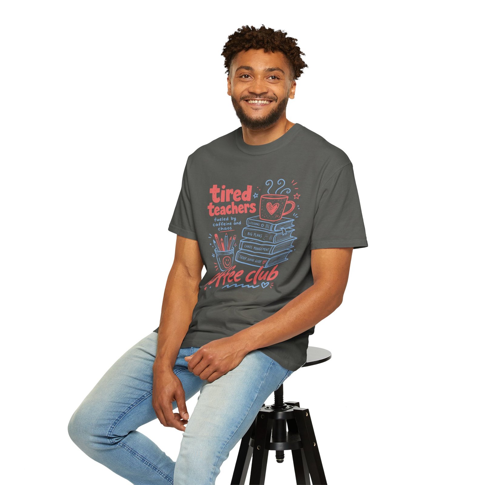 Tired Teachers Coffee Club T-Shirt - Image 30