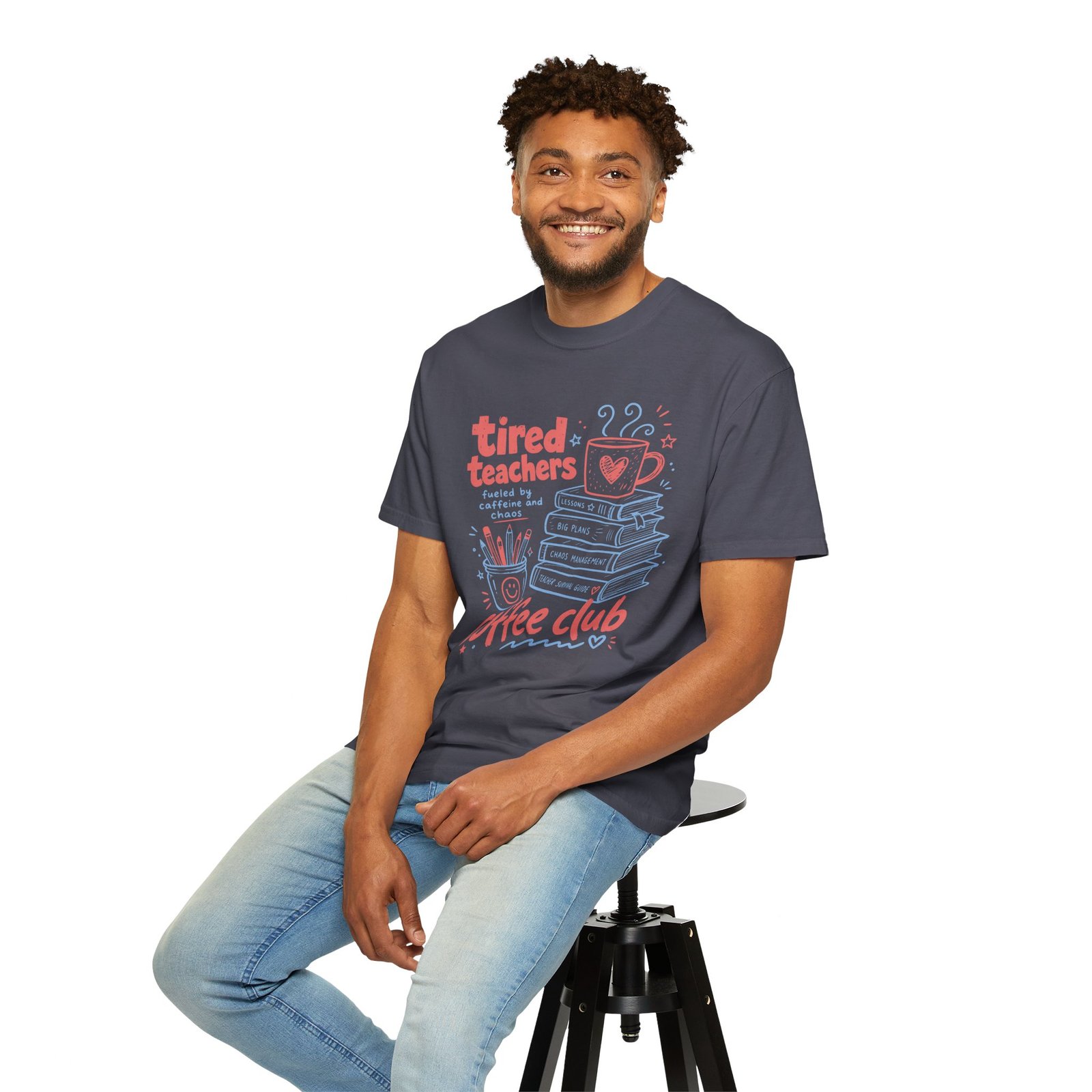 Tired Teachers Coffee Club T-Shirt - Image 62