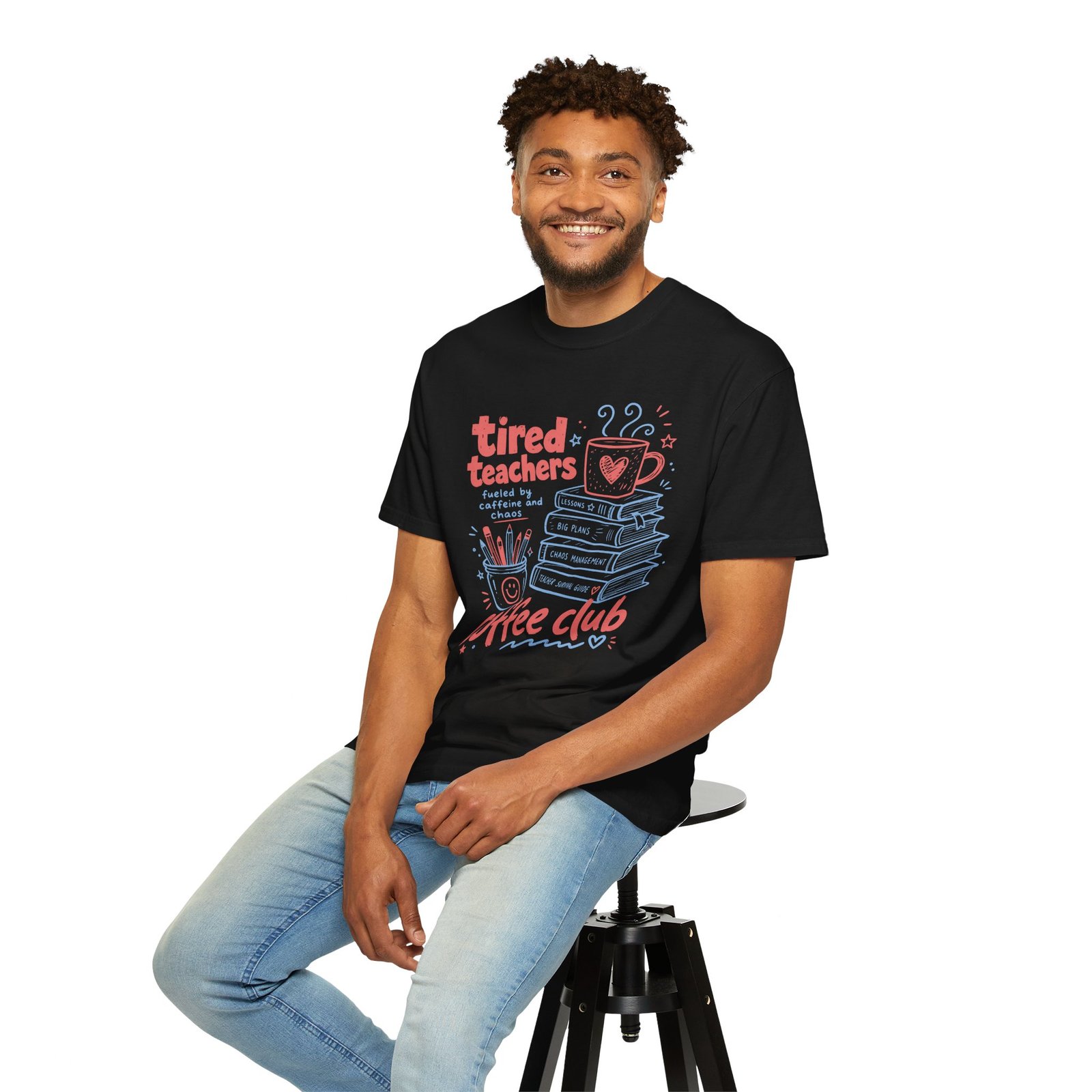 Tired Teachers Coffee Club T-Shirt - Image 54