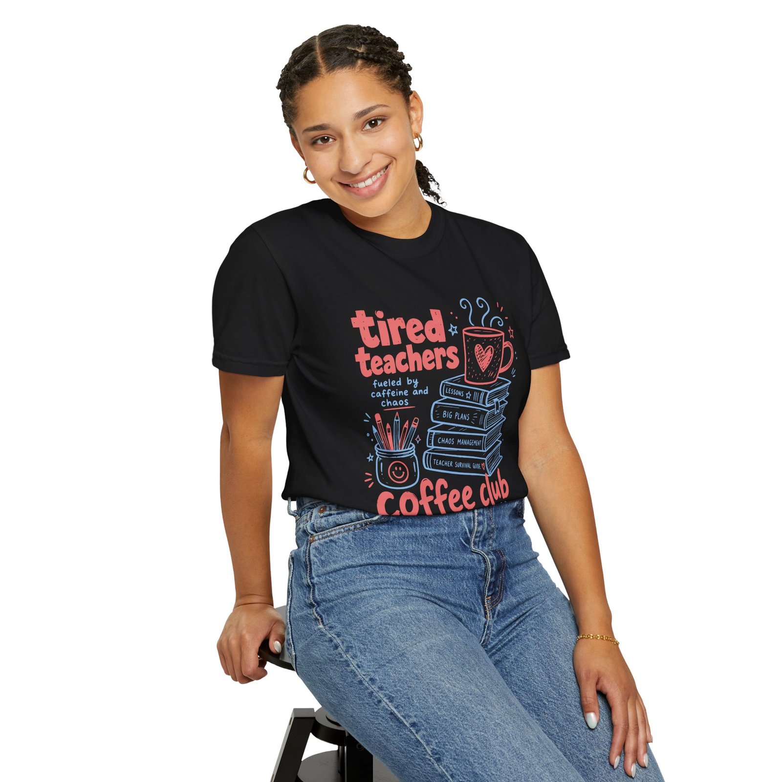 Tired Teachers Coffee Club T-Shirt - Image 53