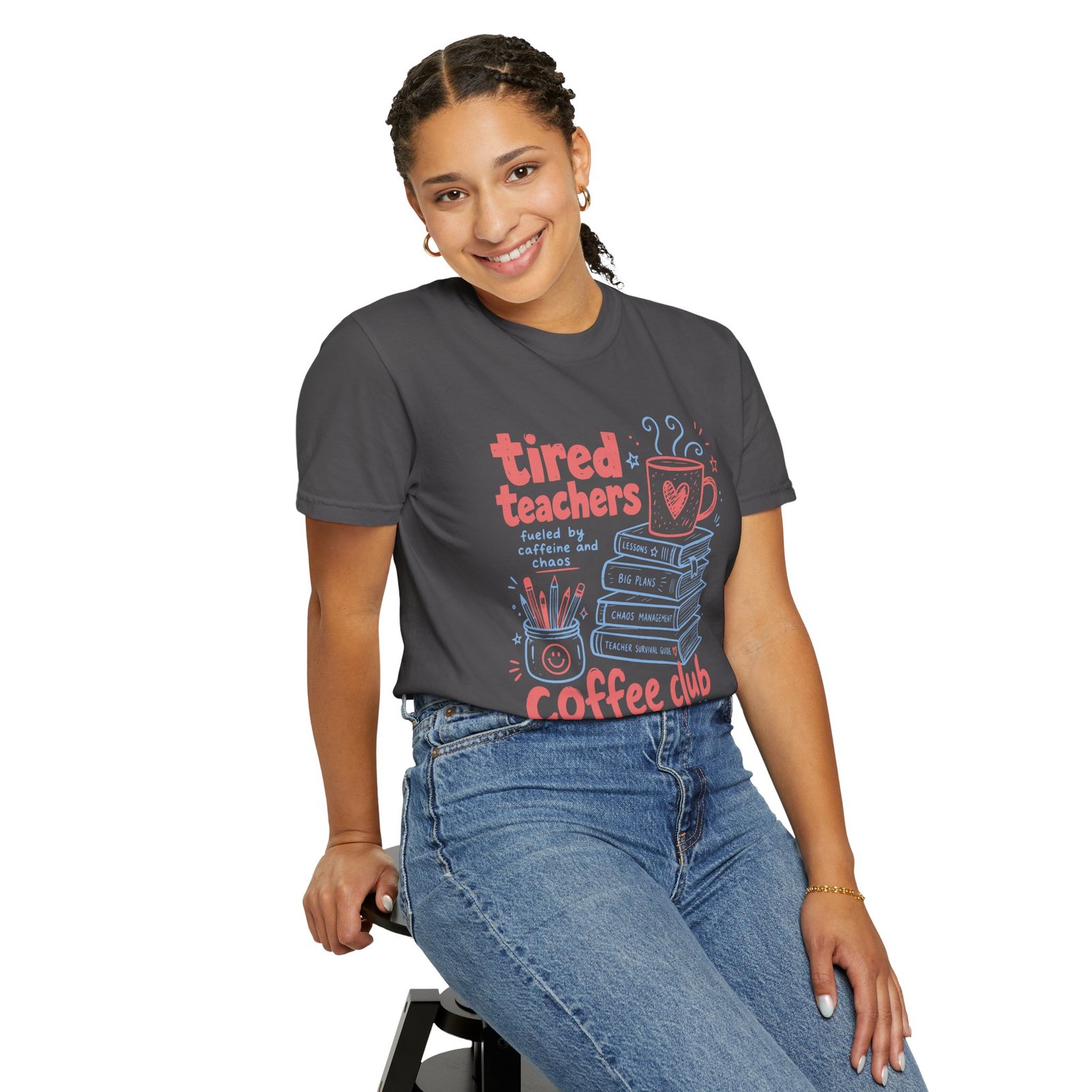Tired Teachers Coffee Club T-Shirt - Image 45