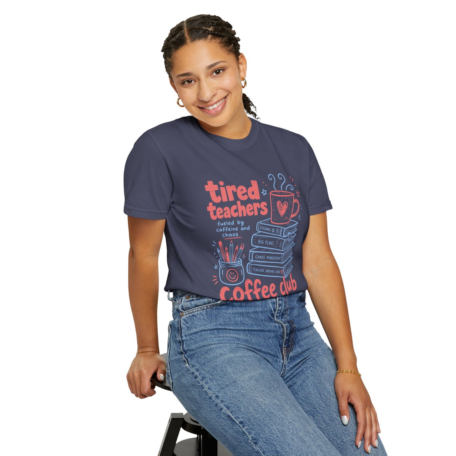 Tired Teachers Coffee Club T-Shirt - Image 37