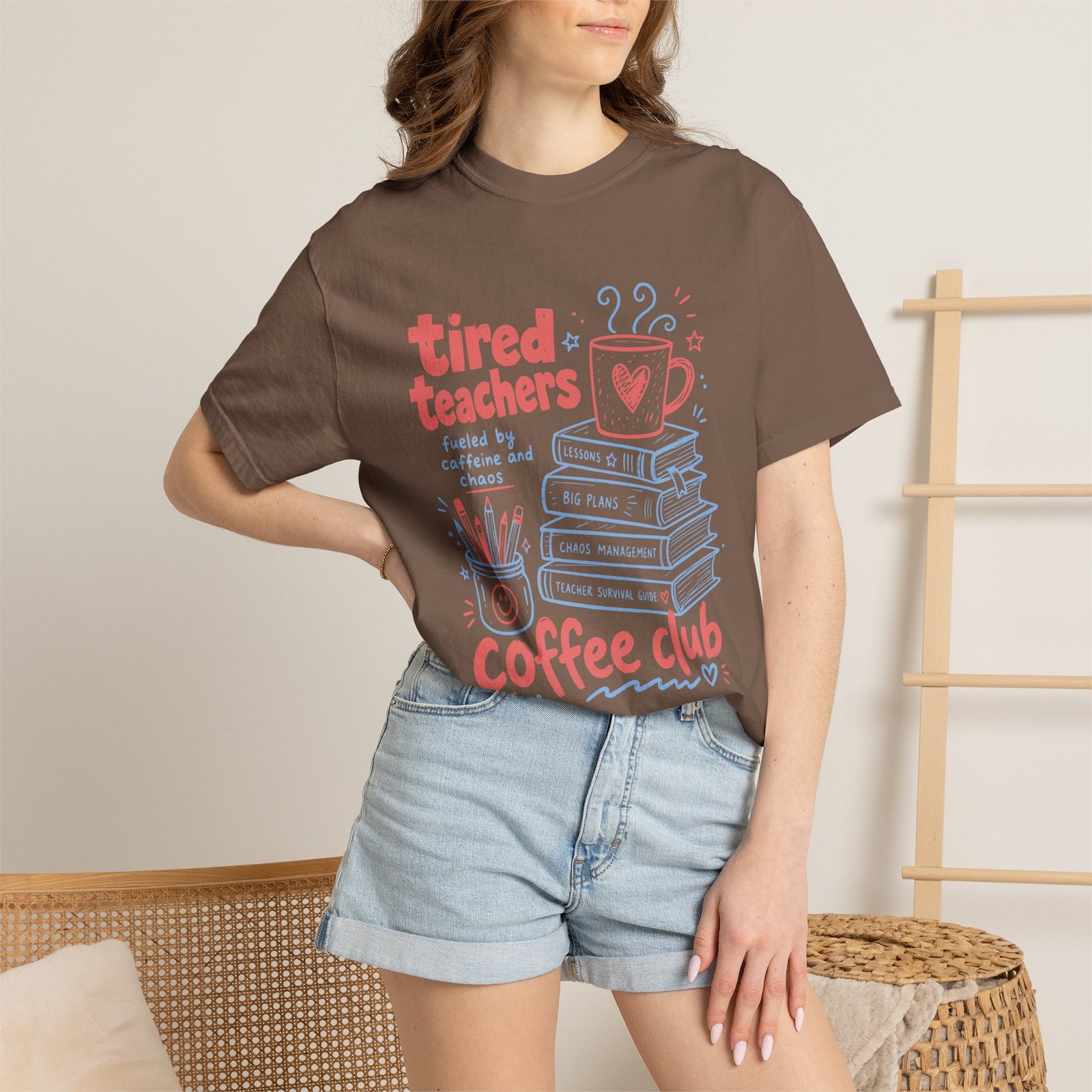 Tired Teachers Coffee Club T-Shirt - Image 19