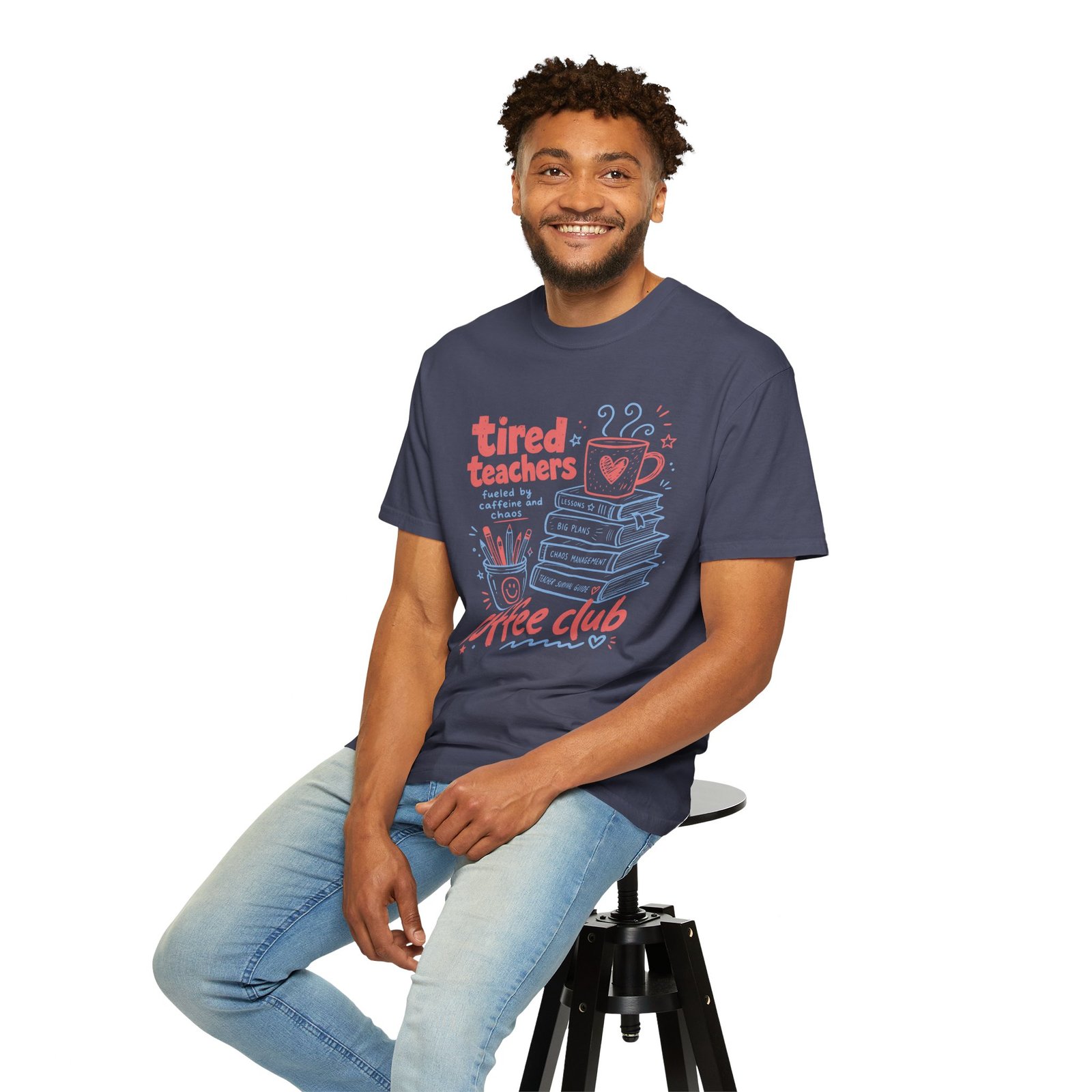 Tired Teachers Coffee Club T-Shirt - Image 38