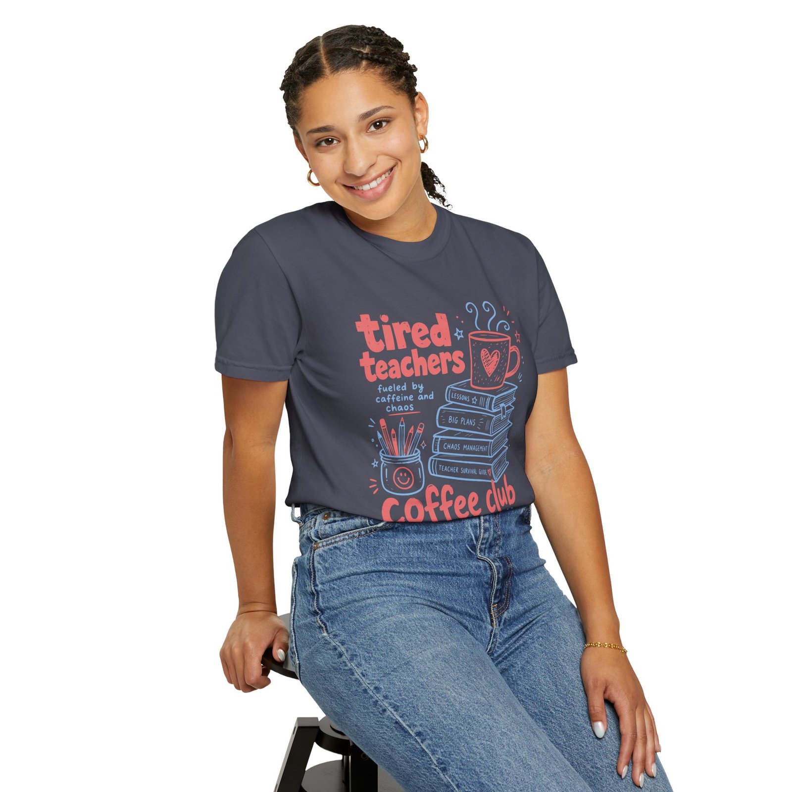 Tired Teachers Coffee Club T-Shirt - Image 61